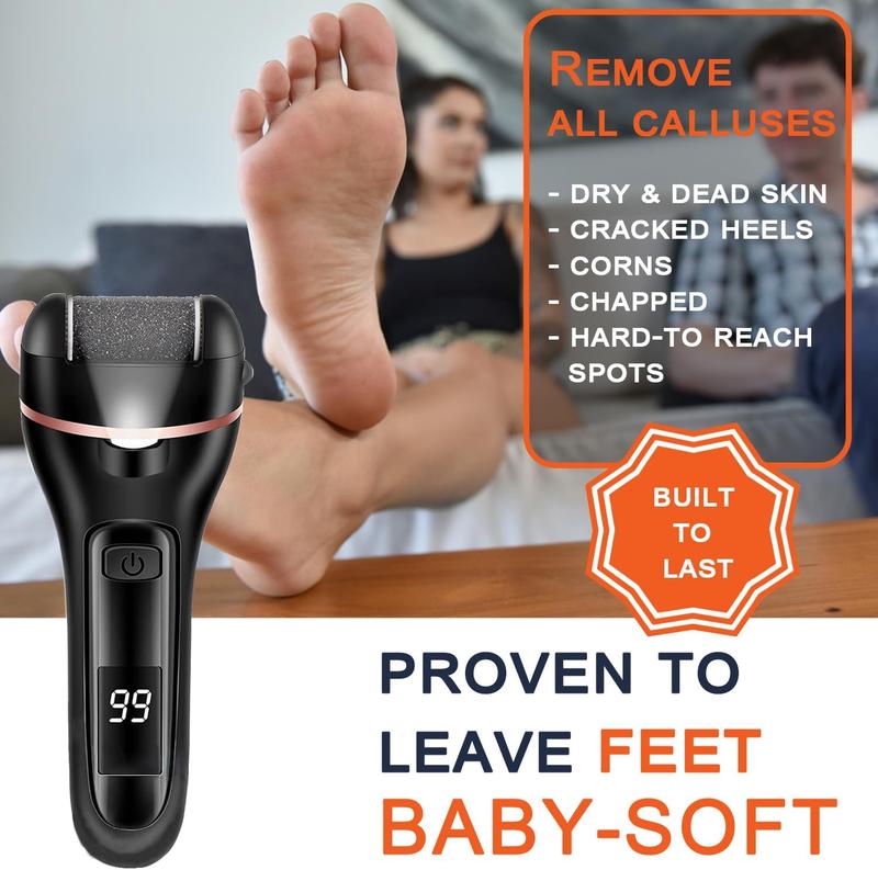 Electric Foot Callus Remover, Rechargeable Portable Electronic Foot File Pedicure Set, Waterproof Foot Scrub File, Professional Pedicure Tools, Ideal Gift for Summer Foot Dead Skin Care