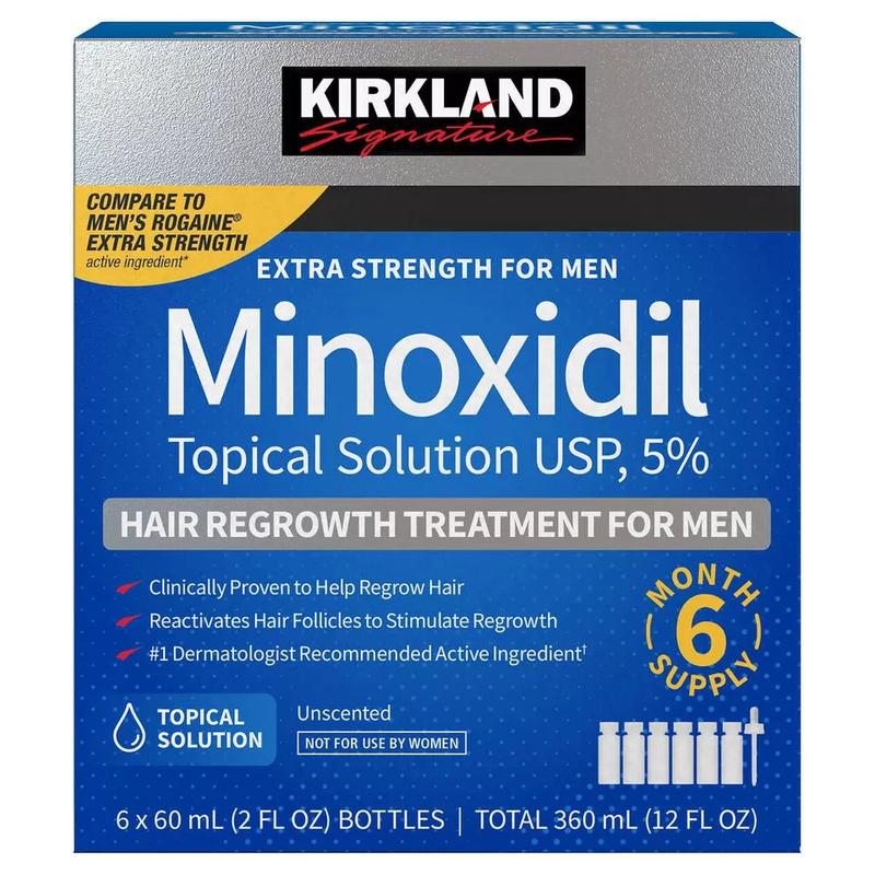 6 MONTH SUPPLY KIRKLAND MINOXIDIL 5% MENS EXTRA STRENGTH HAIR REGROWTH SOLUTION WITH DROPPER Hair Care Unscented Comfort men