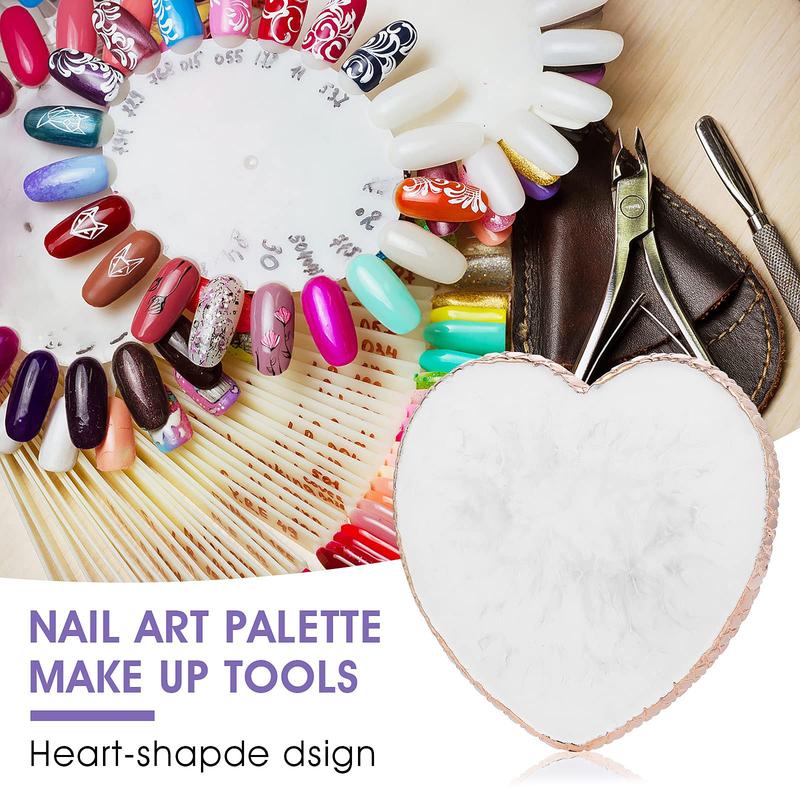 Resin Nail Art Palette Nail Mixing Palette Polish Color Mixing Plate Golden Edge Nail Holder Display Board Heart Shape Cosmetic Mixing Tools ， Summer Gifts