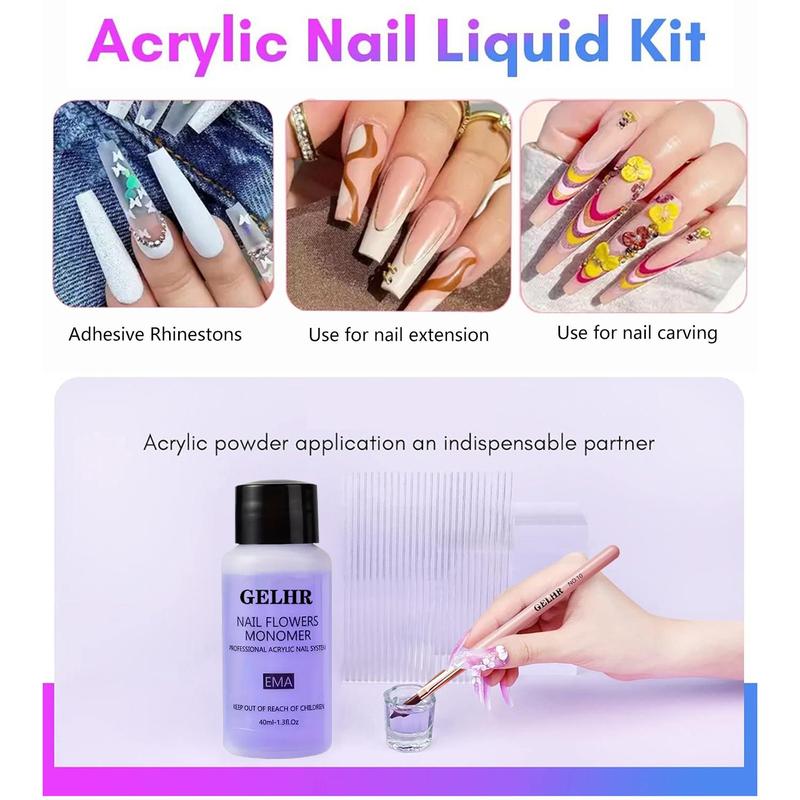 Professional Acrylic Nail Liquid Kit for Christmas Gift, 1 Set Nail Prep Dehydrator & Primer & Nail Liquid & Brush for Nail Extension, DIY Nail Art Tools for Nail Artists