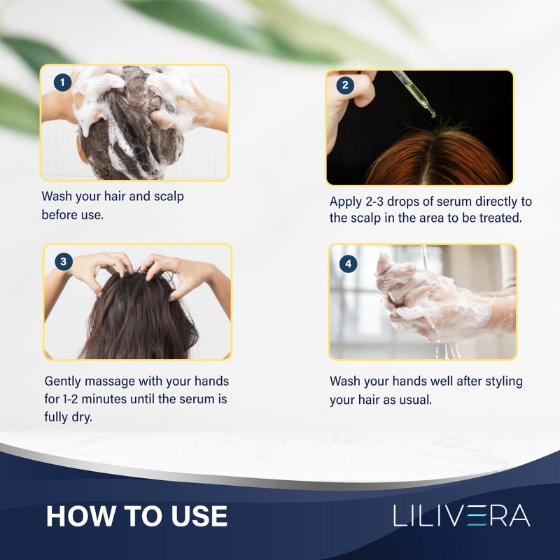 Lilivera 5% Minoxidil for Men and Women kit, Hair Growth Serum with tool- with Biotin - Topical Serum for Scalp Hair Loss Thinning or Longer Hair Care