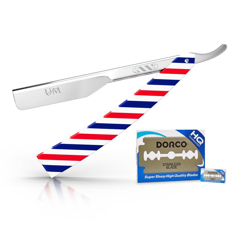 Straight Edge Razor with 10 double Edge Blades