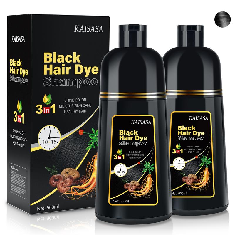 KAISASA Black Hair Dye Shampoo,3 in 1 Herbal Ingredients,Contains Ginseng Extract,Can cover gray hairs,Natural Haircoloring,Plant Haircare