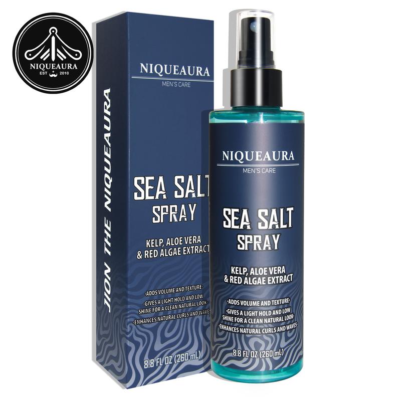 NiqueAura Sea Salt Spray for Hair Men - Texturizing with Kelp, Aloe Vera & Red Algae Extract Surf to Add Volume and Texture Beach Hair Care Comfort