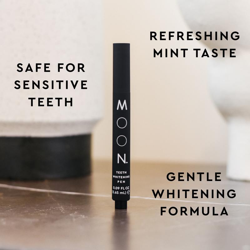 MOON Teeth Whitening Pen, Gentle on Sensitive Teeth, 30+ Uses, Vegan, Vanilla Mint Flavor, Brush Every Tooth White, On-The-Go Whitener for A Brighter Smile Oral Care