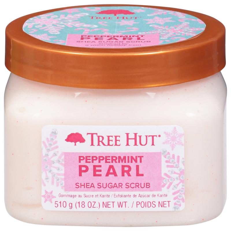 Tree Hut Peppermint Pearl Shea Sugar Exfoliating and Hydrating Body Scrub, 18 oz. - Invigorating Scent of Peppermint