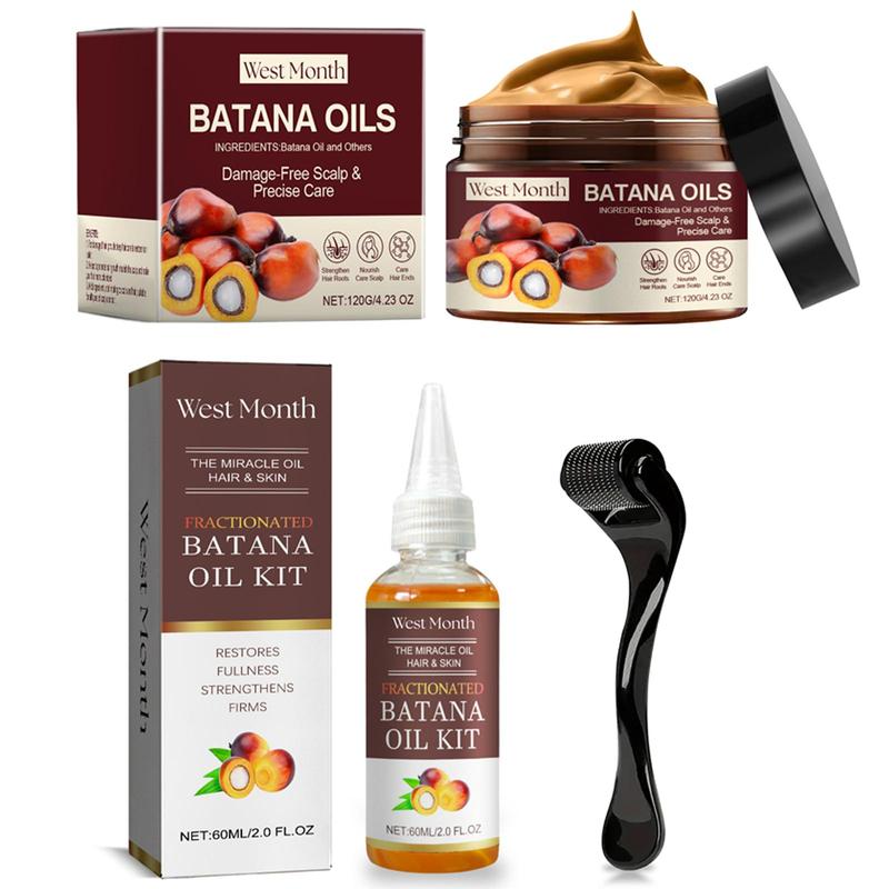 Batana Oil Hair Mask & Nourishing Hair Essential Oil & Roller, 3 Counts set Moisturizing Hair Care Kit, Hair Care & Styling Product for Women & Men