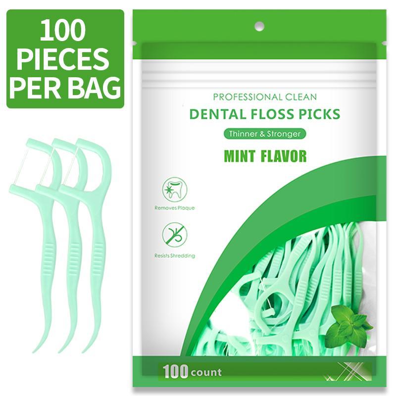 Convenient Mint Fresh Breath Floss Picks, 1 Set Mouth Cleaning Oral Care Product for Fresh Breath, Dental Care Product