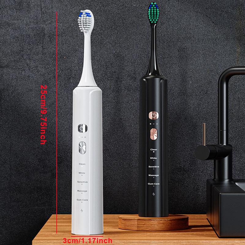 Ultrasonic Rotating Electric Toothbrush with 6 Brush Heads, Electric Vibrating Toothbrush Rechargeable Toothbrushes for Adults Travel