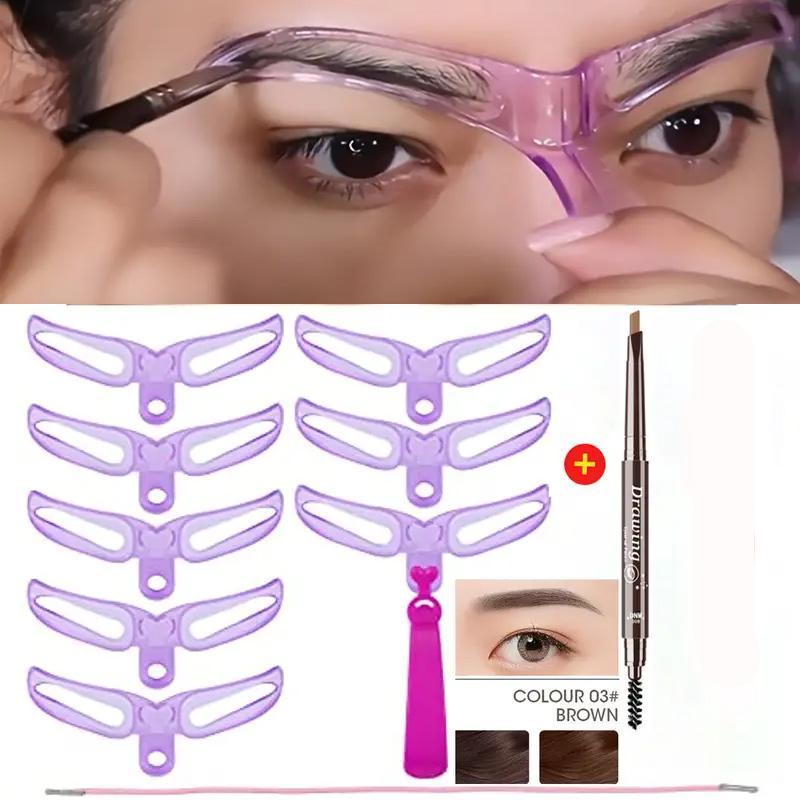 Reusable Eyebrow Stencil Kit with 8 Different Shapes Eyebrow Templates, 1 Set Eyebrow Shaping Stencils, Eyebrow Makeup Aid Tool, Eye Makeup Products, Great for Beginners, Christmas Gift