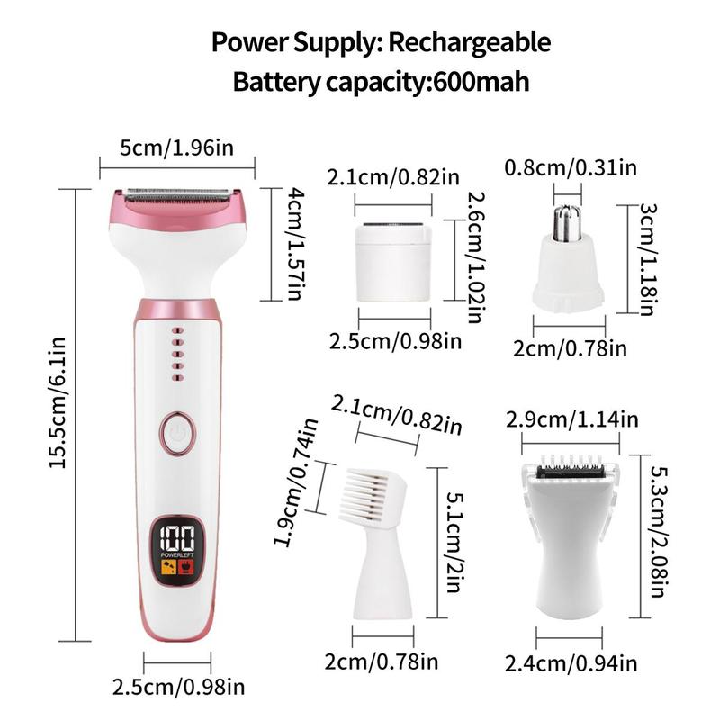 5 in 1 Electric Hair Removal Tool, 1 Box USB Rechargeable Hair Removal Machine & Accessories, Multifunctional Hair Removal Tool for Women, Christmas Gift