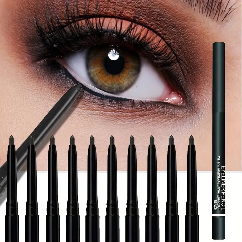 Waterproof Black Eyeliner Pencil with Vitamin E - Smudge-Proof & Long-Lasting Cosmetic Eyeliner Makeup