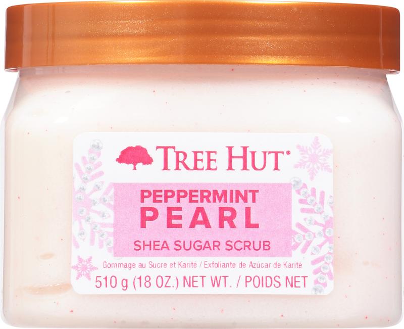 Tree Hut Peppermint Pearl Shea Sugar Exfoliating and Hydrating Body Scrub, 18 oz. - Invigorating Scent of Peppermint