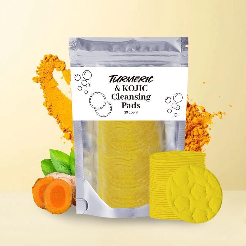 Turmeric & Kojic Acid Face Cleansing Pads, 20pcs*3 Facial Cleansing Pad, Skincare Products, Facial Cleaning Pad for Acne-prone Skin & Makeup Removal for Women & Men