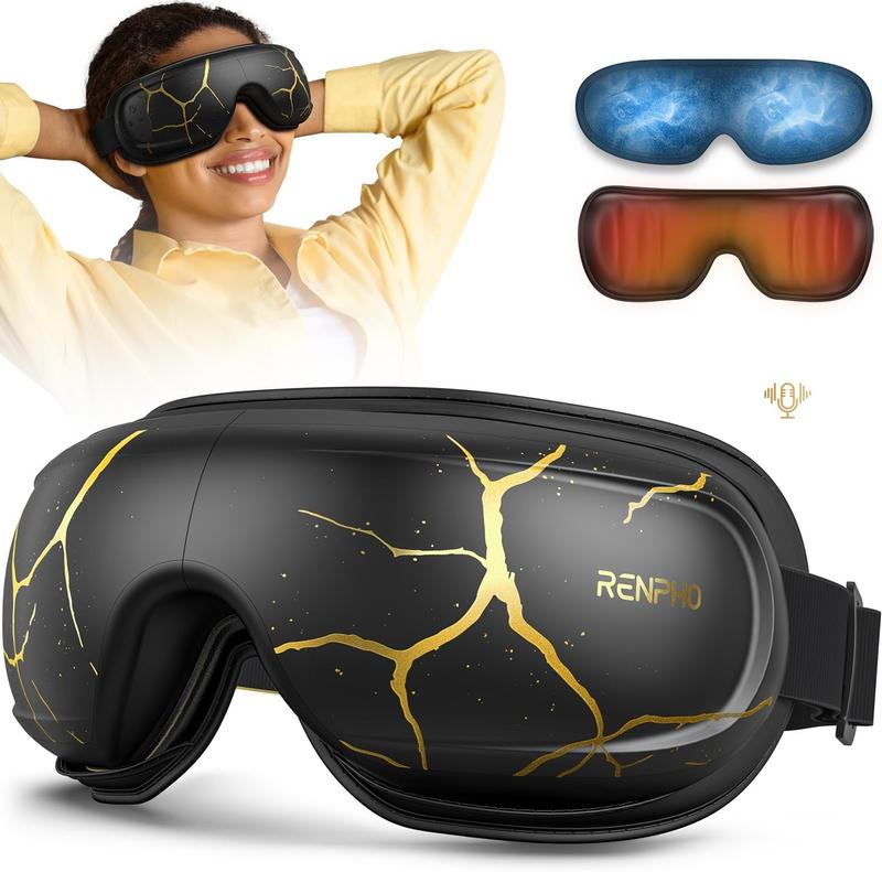 RENPHO Eyeris Kintsugi Christmas Gifts Voice Control Eye Massager with Heat and Cooling Ice Gel Pack, Eye Mask with Bluetooth Music Eye Care Birthday Gifts for Women Men