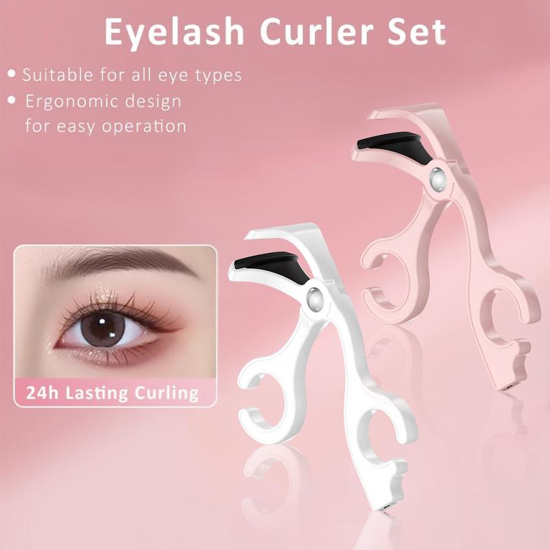 [BlackFriday] Portable Heated Eyelash Curler USB Rechargeable with Sensing Heating Silicone Pad, USB fast charging Pink and White BOMKADI