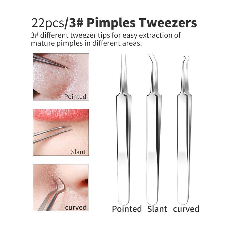 2024 Professional Pimple Popper Tool Kit - 22 PCS Blackhead Remover Tools for Acne and Zit Popping Comedone Extractor with Magnifying Glass