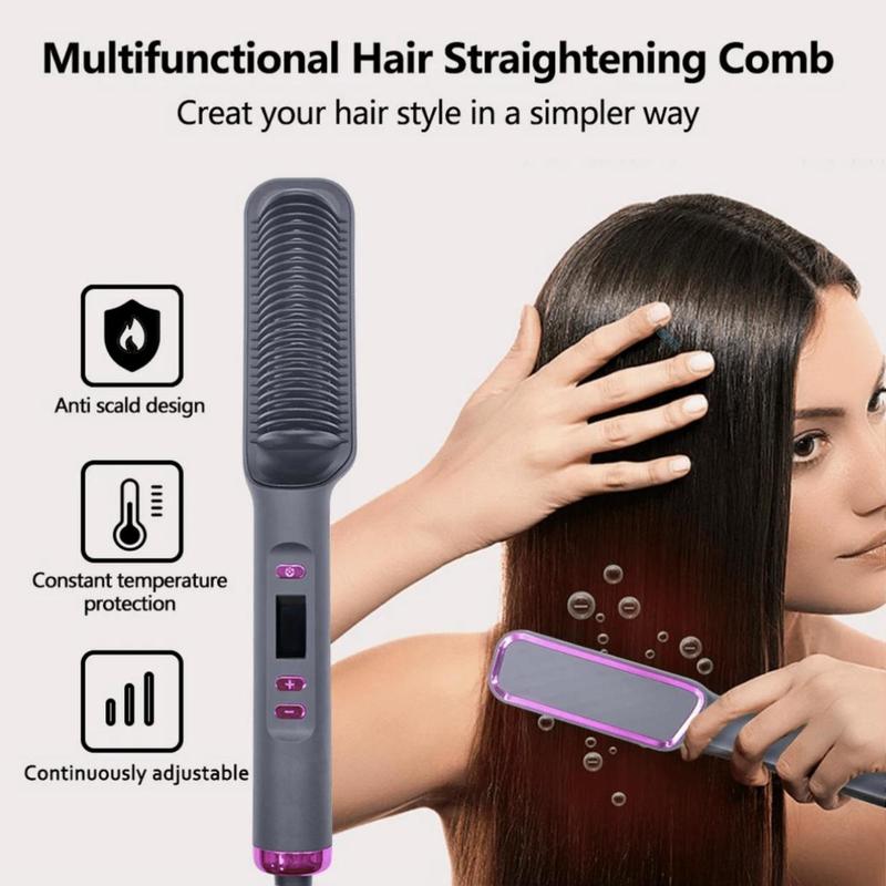 LCD Display Negative Ionic Comb Straightener, Multifunctional Comfort Hair Straightener, Household Hair Straightening Comb, Hair Styling Tool for Women's Gift, Christmas Gift