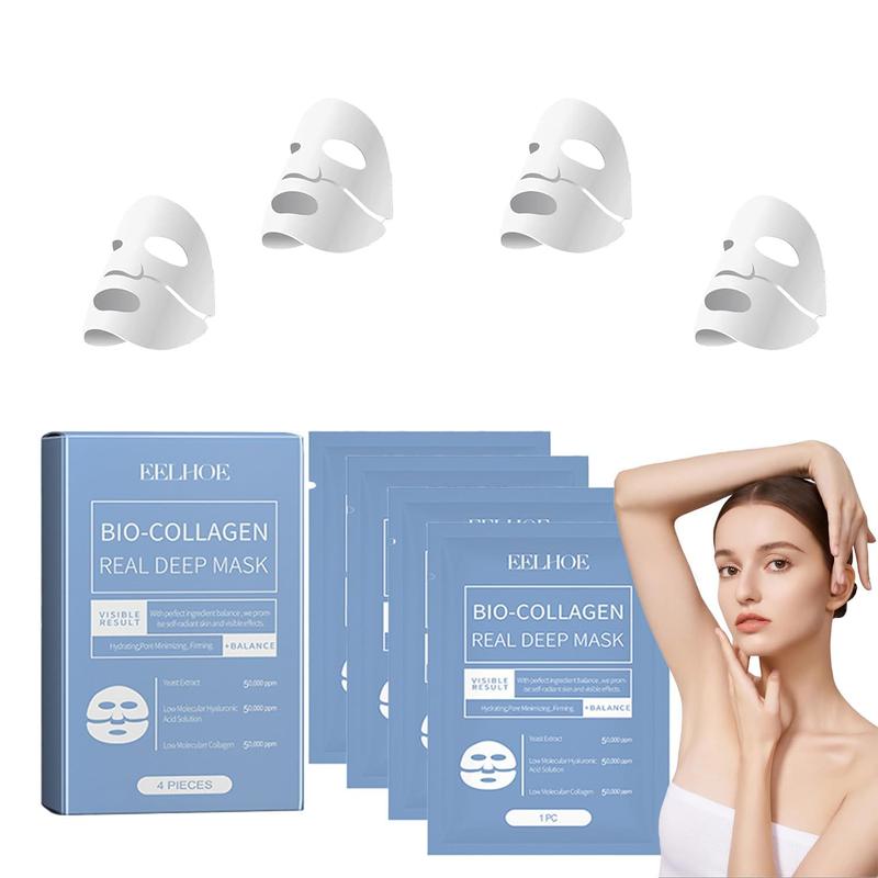 Anti Wrinkle Mask,Pure Collagen Face Mask,Skinqueen Bio Collagen Face Mask,Bio-Collagen Deep Mask,Korean Deep Hydrating and Firming Overnight Hydrogel Mask(4Pcs Box)