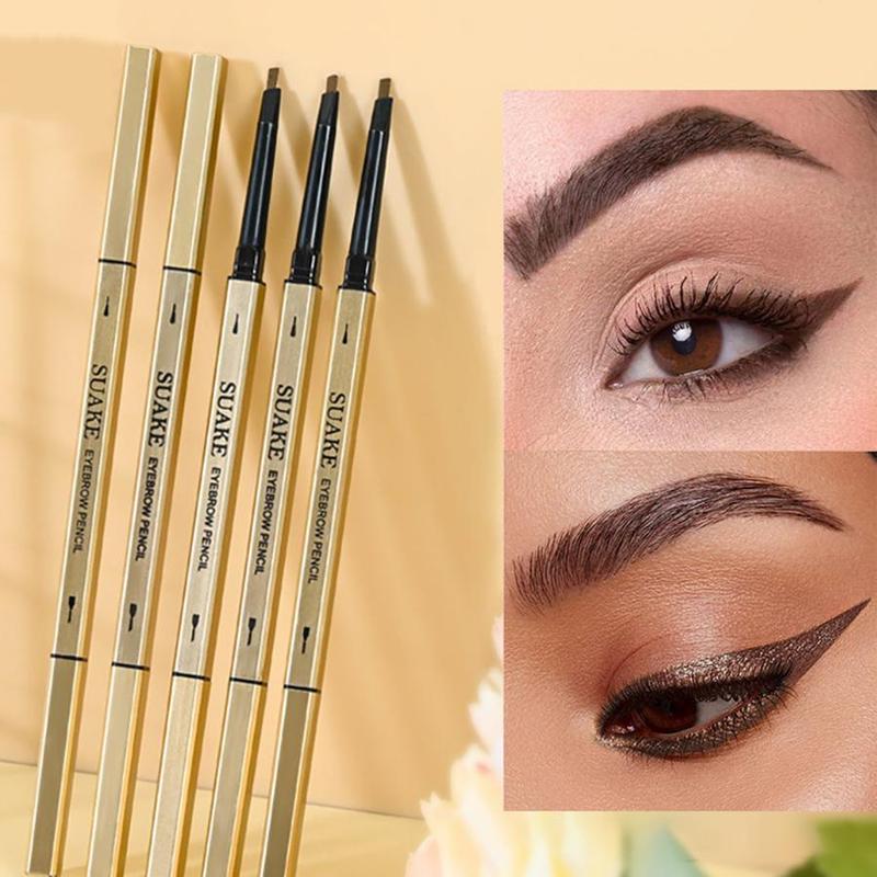 Double Head Eyebrow Pencil & Brush, 1 Count Long Lasting Waterproof Eyebrow Pencil, Retractable Sweat-proof 2 In 1 Pencil & Brow Brush, Makeup Tool For Women & Girls