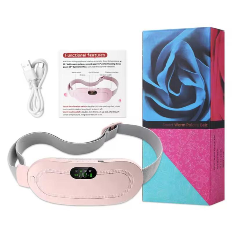 USB Rechargeable Menstrual Heating Pad, Smart Uterus Warmer Belt, Vibrating Abdominal Massager, Warmer Waist Massager for Women, Christmas Gift