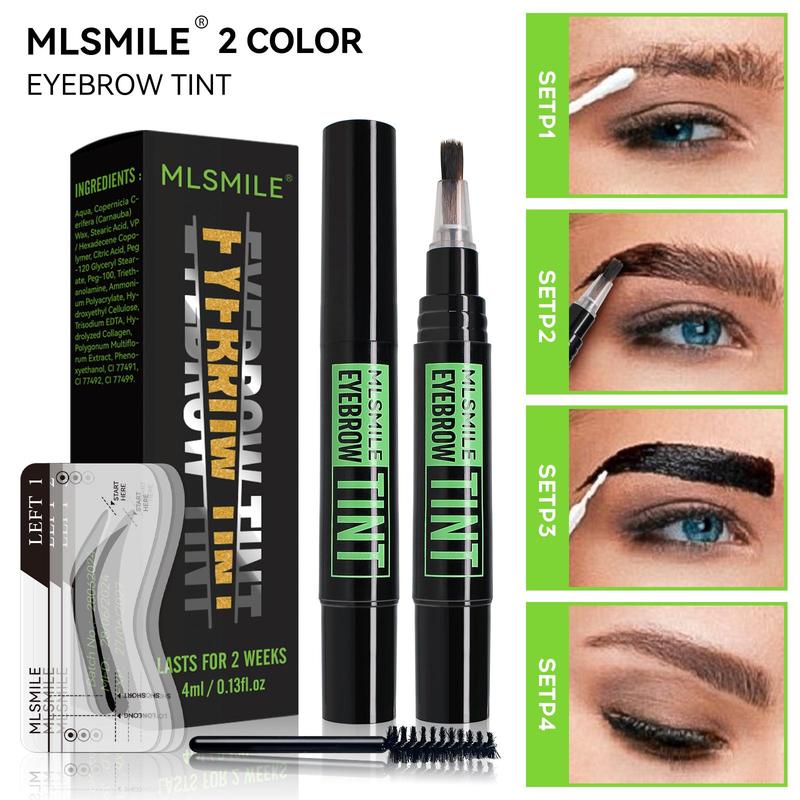 Eyebrow Tint with Eyebrow Template & Brush, 1 Box Waterproof Long Lasting Easy Color Tint for Brow, Professional Eye Brow Makeup Tool for Women, Christmas Gift