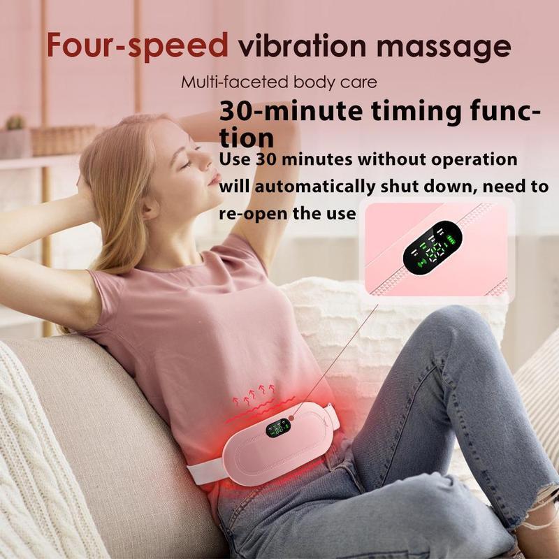 USB Rechargeable Menstrual Heating Pad, Smart Uterus Warmer Belt, Vibrating Abdominal Massager, Warmer Waist Massager for Women, Christmas Gift