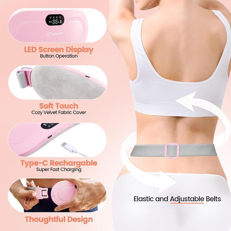 USB Rechargeable Menstrual Heating Pad, Smart Uterus Warmer Belt, Vibrating Abdominal Massager, Warmer Waist Massager for Women, Christmas Gift