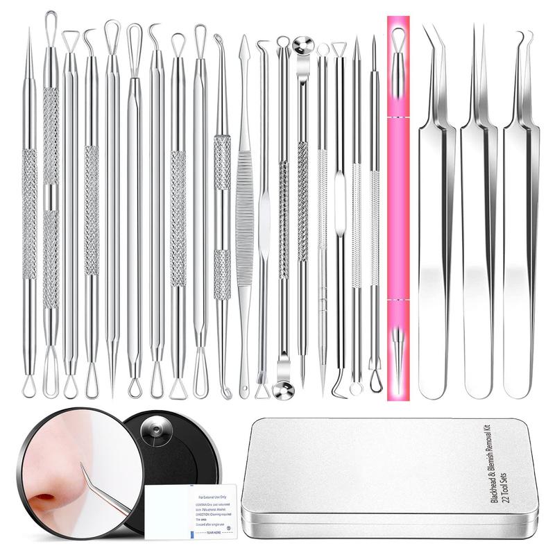 2024 Professional Pimple Popper Tool Kit - 22 PCS Blackhead Remover Tools for Acne and Zit Popping Comedone Extractor with Magnifying Glass