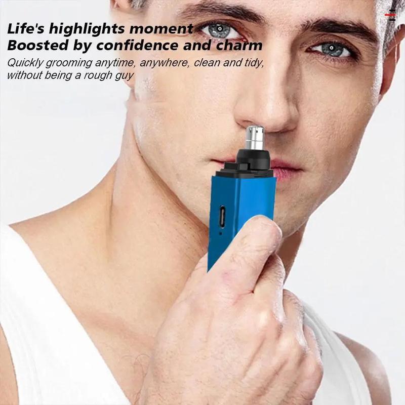 Nose Hair Trimmer USB Charging Dual-Edge Blades Electric Portable Men Mini Nose Hair Trimmer Face Care Kit Tools 7000 RPM Clipper Epilator Hair Removal