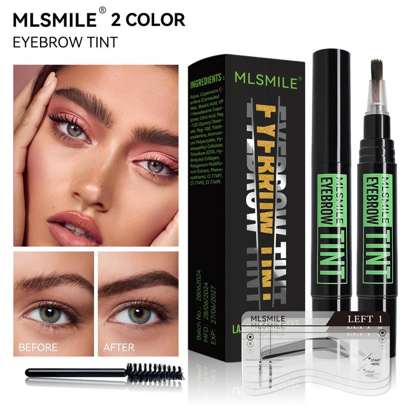 Eyebrow Tint with Eyebrow Template & Brush, 1 Box Waterproof Long Lasting Easy Color Tint for Brow, Professional Eye Brow Makeup Tool for Women, Christmas Gift