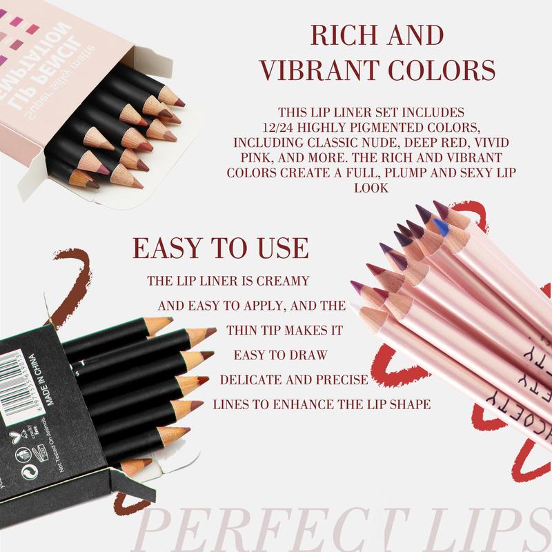 Summer Matte Lip Liner Set, Waterproof Long Lasting Lip Liner Pencil, Easy Coloring Daily Lip Liner Combo , Makeup Products, Professional Lip Cosmetics Products for Women, Girlfriend Gifts, Skincare Products,  Lip Liner