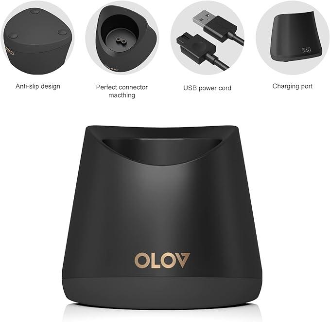 Replacement Charging Base for OLOV Groin Hair Trimmer, USB Recharge Dock & Charging Stand Compatible for OLOV Trimmer, Charging Dock with USB Power Cord (Black)