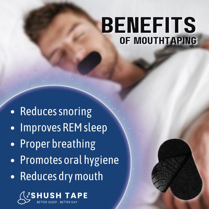 Shush Tape 30 Strips Breathable Mouth tape for sleep, reduce snoring, Improves nasal oxygen intake,medical grade, HYPOALLERGENIC, Improve Jawline