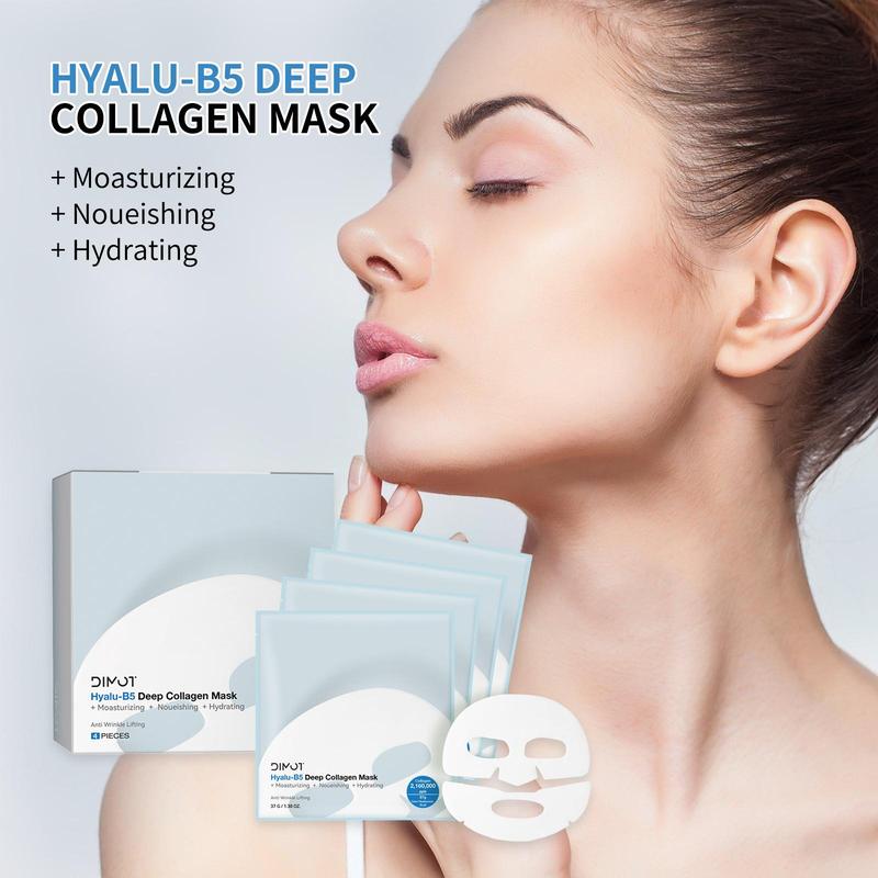 Deep Collagen Overnight Mask, 4 Counts box Facial Hydrogel Masks for Elasticity, Firming, and Moisturizing Skin, Daily Skincare Product for Women & Men