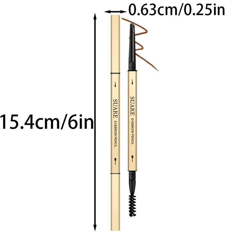 Double Head Eyebrow Pencil & Brush, 1 Count Long Lasting Waterproof Eyebrow Pencil, Retractable Sweat-proof 2 In 1 Pencil & Brow Brush, Makeup Tool For Women & Girls