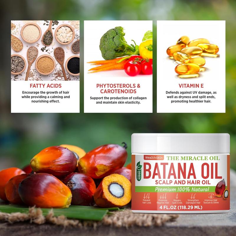 Batana Oil From Honduras Repairs Damaged Hair, Dr. Sebi Reduces Hair Loss, And Nourishes Scalp. 100% Pure, Ideal As Hair Mask Or Scalp Oil, 4oz