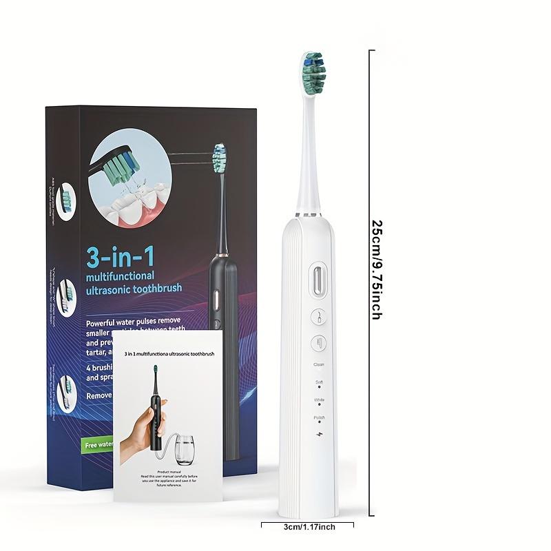 Electric Toothbrush Kit, 3-in-1 Multifunctional Adult Teeth Cleaning Suit, Nylon Bristle, Four Modes, 1000MAh Lithium Battery Rechargeable, Suitable for Travel and Home Use