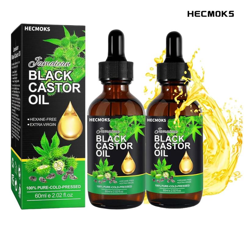 HECMOKS Jamaican Black Castor Oil - Organic Cold Pressed Unrefined Oil for Hair, Eyelashes, Eyebrows & Body Care, 2.02 fl oz Haircare Silky