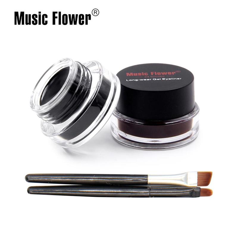 2pcs Long Lasting Gel Eyeliner with Brush, Waterproof & Smudgeproof Liquid Shimmer Glitter Makeup Liner, New Fashion Makeup Products