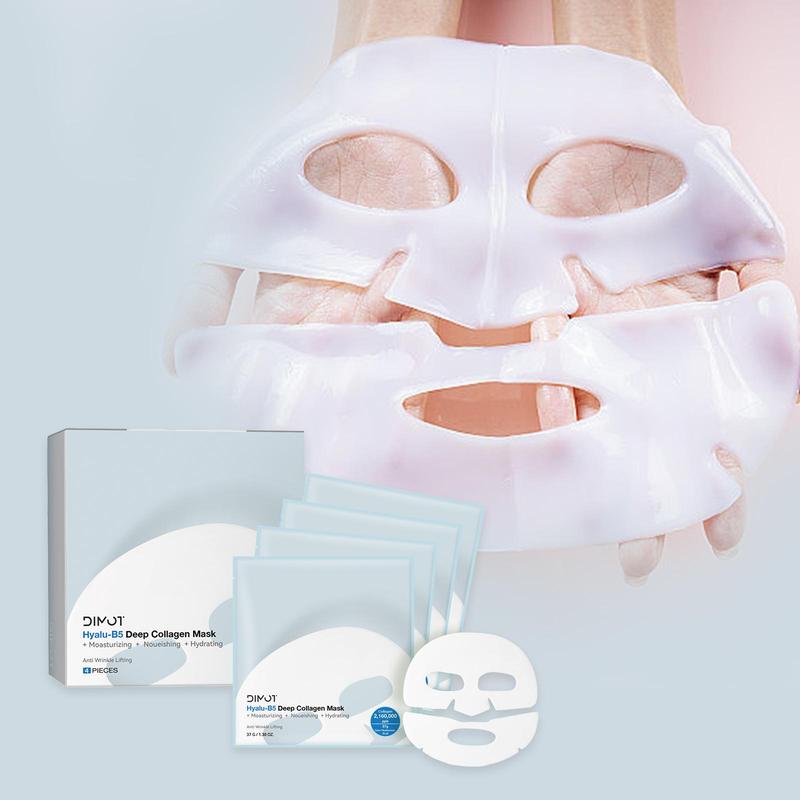 Deep Collagen Overnight Mask, 4 Counts box Facial Hydrogel Masks for Elasticity, Firming, and Moisturizing Skin, Daily Skincare Product for Women & Men