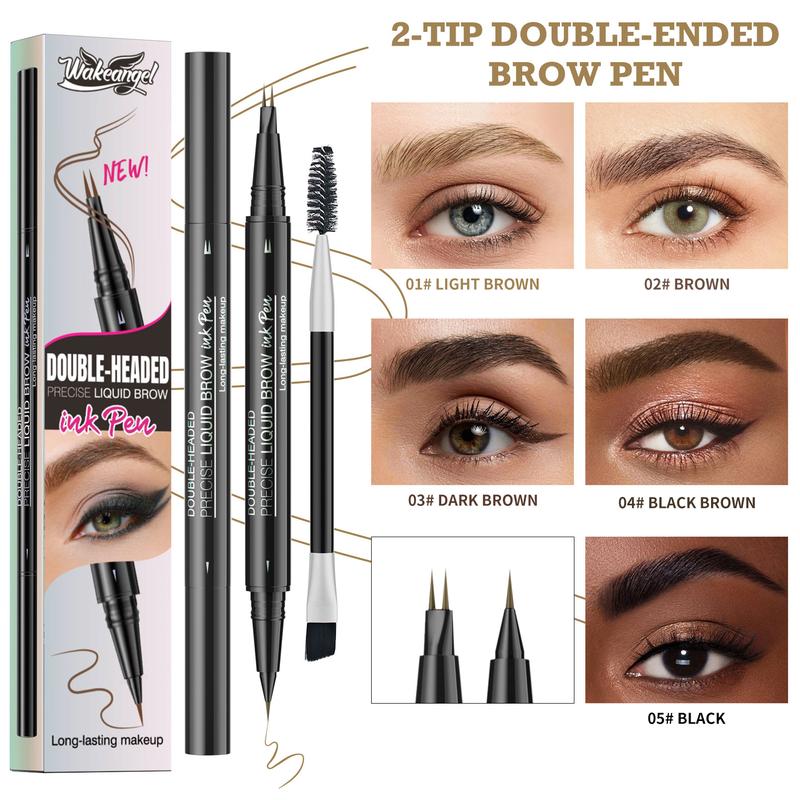 High-Precision Curved Eyebrow Pen - Create Natural Hair-Like Brows, 2-in-1 Dual-Ended Eye Brow Pencils, Waterproof Makeup tool, Flawless Cosmetic Gift