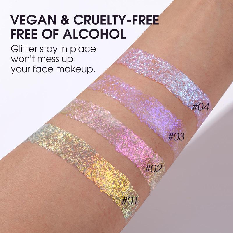 Glitter Gel Liquid Eyeshadow, Multi-purpose Liquid Eyeshadow for Face & Body, Hair Glitter Styling Gel, Cosmetic Product