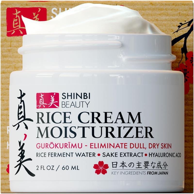 Shinbi Beauty Japanese Skincare Moisturizer for Face - Rice Cream With Rice Ferment + Sake Extract - J Beauty Natural Asian Skincare Products 2oz Hydrate Flawless