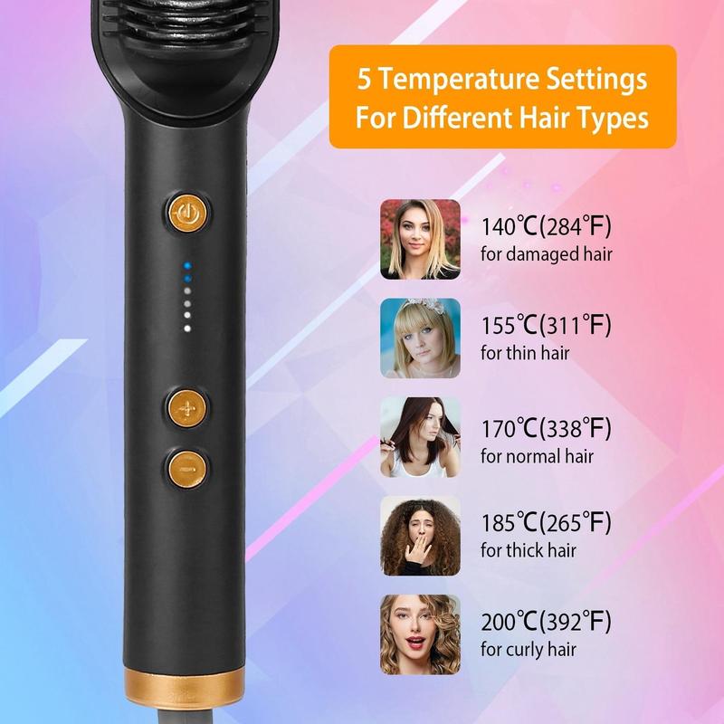 Portable Hair Straightener Brush and Comb, Flat Iron Hair Straightener for Smooth, Sleek Results, Mini Hair Straightener for Travel, Compatible with Chi & Lange, for All Hair Types