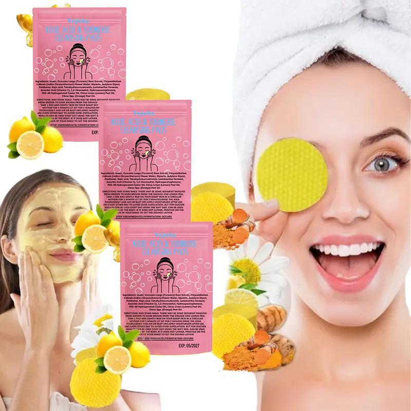 (3 Counts only 23.99$) Turmeric Cleansing Exfoliating Pads Facial Cleansing Skincare, cleansing, skin care, cleansing Turmeric Comfort Turmeric Kojic Acid Cleansing Exfoliating Pads Facial Cleansing   Foaming Skincare Organic Gentle Smooth Acrylic