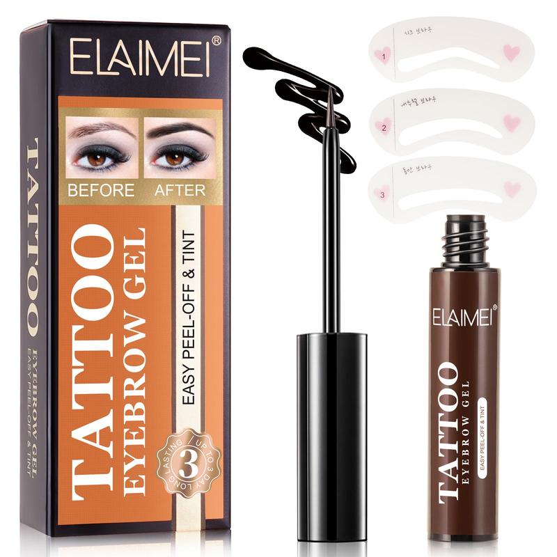 Eyebrow Tattoo Gel, 1 Set Easy To Operate Eyebrow Gel with Eyebrow Stencils, Accurately Outline A Variety Of Eyebrow Shapes, Easy To Remove Makeup