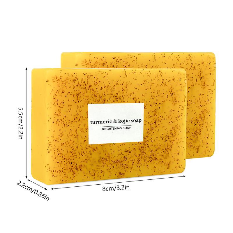 2PCS Turmeric and Kojic Acid Soap Bar Gentle Cleanser for Body Face, Turmeric Body Wash Soap Smooth Skin Cleansing Natural Handmade Soap Even out Tone Skin Body Care Skin Repair