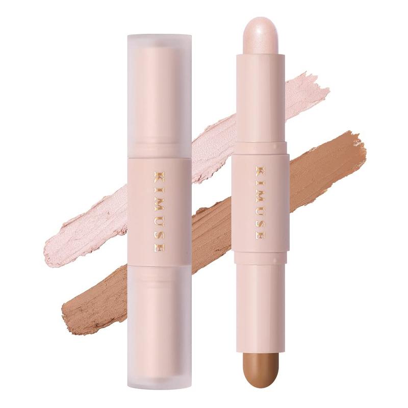 KIMUSE 2 Color Dual Cream , Highlight & Contour Bronzer Stick, Long Lasting & Waterproof Contour Sticks Kit for Light Skin Face Makeup