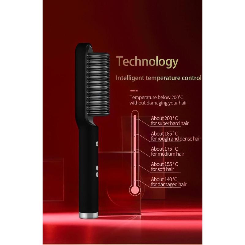 Portable Hair Straightener Brush and Comb, Flat Iron Hair Straightener for Smooth, Sleek Results, Mini Hair Straightener for Travel, Compatible with Chi & Lange, for All Hair Types